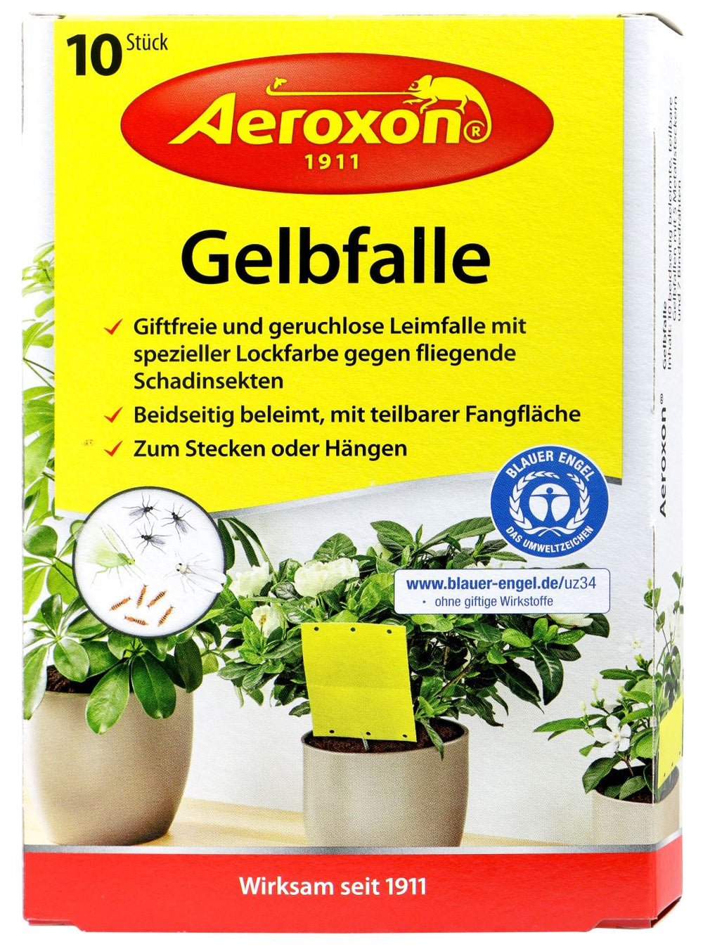 Aeroxon Gelbfalle für Topfpflanzen, 10 er