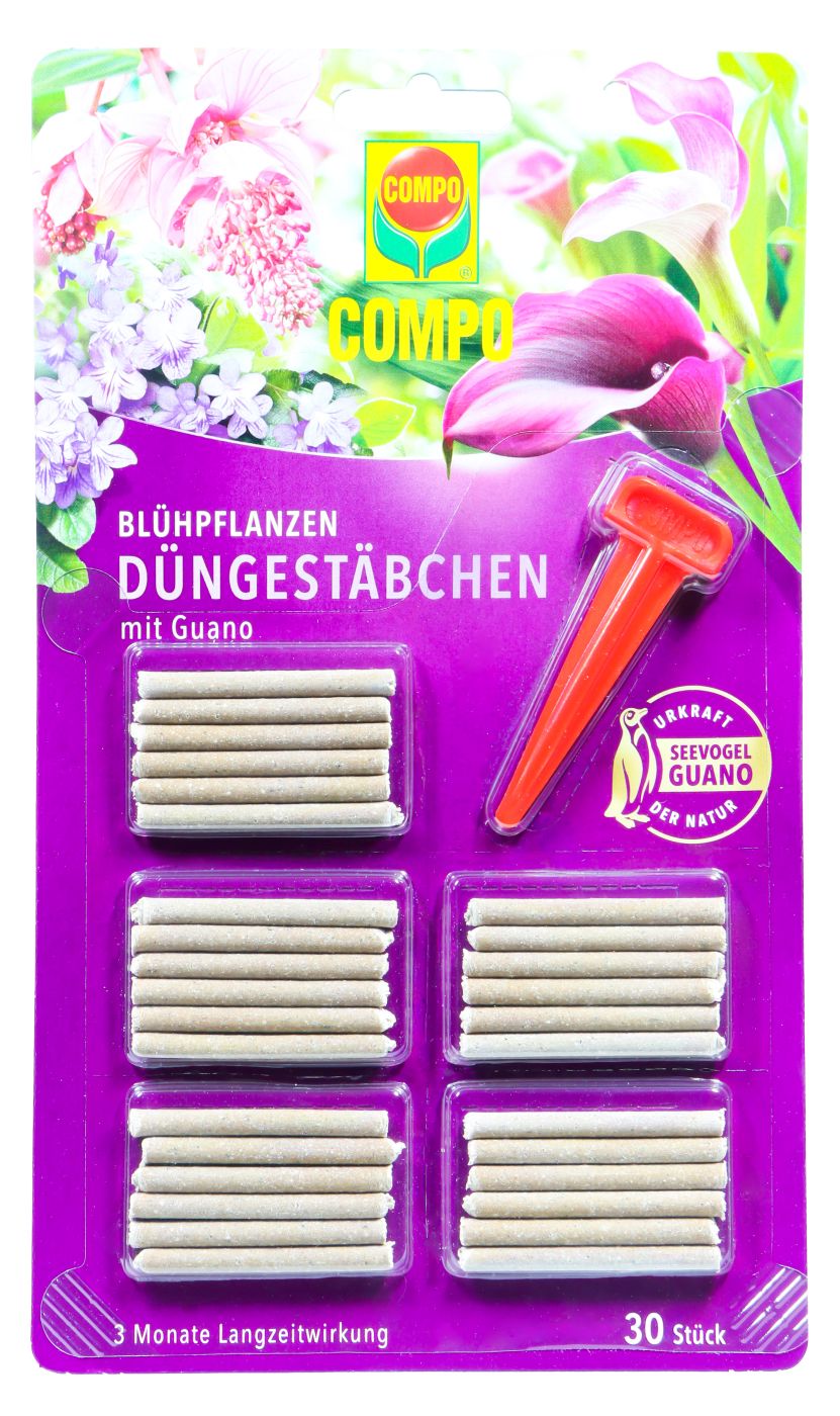 Compo Düngestäbchen Guano Blühpflanzen, 30 er
