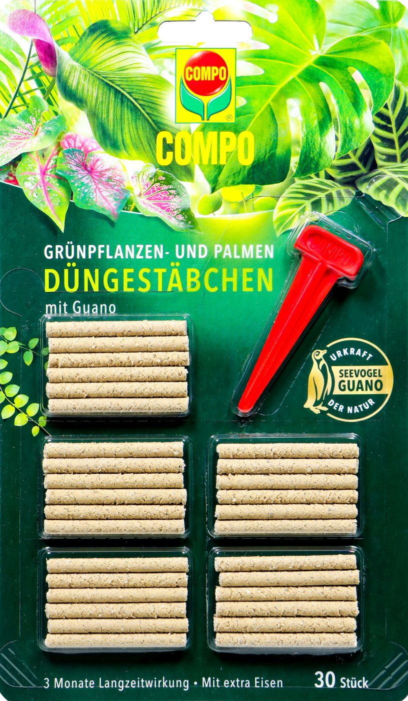 Compo Düngestäbchen Guano Grünpflanzen & Palmen, 30 er