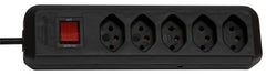 cleverLINE Steckdosenleiste 5-fach schwarz 1,5m H05VV-F 3G1,0 mit Schalter *CH* - Produktbild