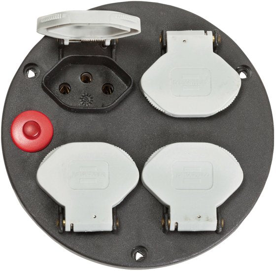 Steckdoseneinsatz-Montageplatte 4-fach IP20 mit Deckel *CH* - Produktbild