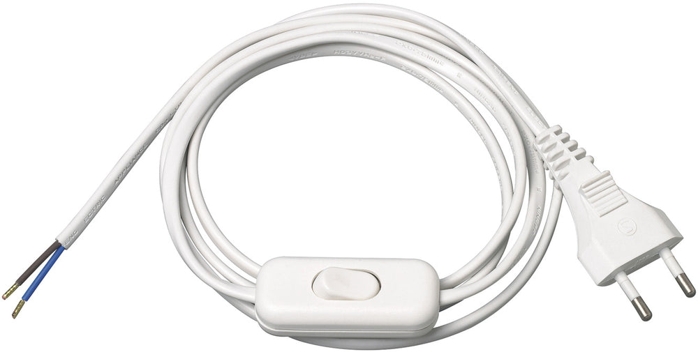 Euro-Anschlusskabel mit Zwischenschalter 1,5m weiss H03VV H2-F 2x0,75 - Produktbild