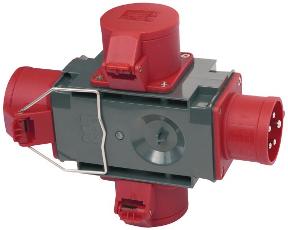 Kreuzverteiler CEE400V/16A 3fach, Stecker CEE + 3x Steckdosen CEE - Produktbild