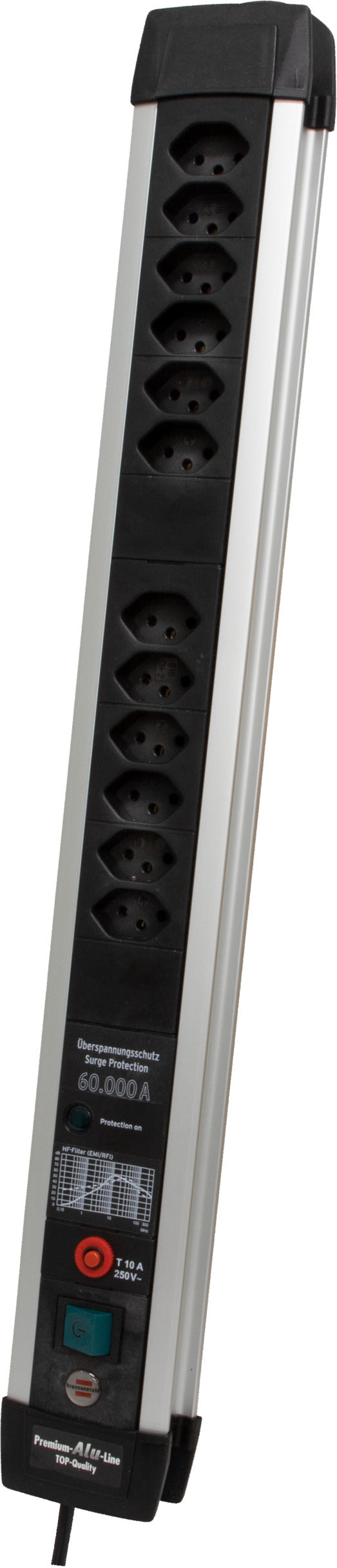 Premium-Protect-Line 60.000A Überspannungsschutz-Steckdosenleiste 12-fach 3m H05VV-F 3G1,5 *CH* - Produktbild