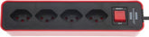 Ecolor Steckdosenleiste 4fach rot/schwarz 1,5m H05VV-F 3G1,0 mit Schalter *CH* - Produktbild
