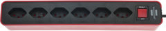 Ecolor Steckdosenleiste 6-fach rot/schwarz 1,5m H05VV-F 3G1,0 mit Schalter *CH* - Produktbild