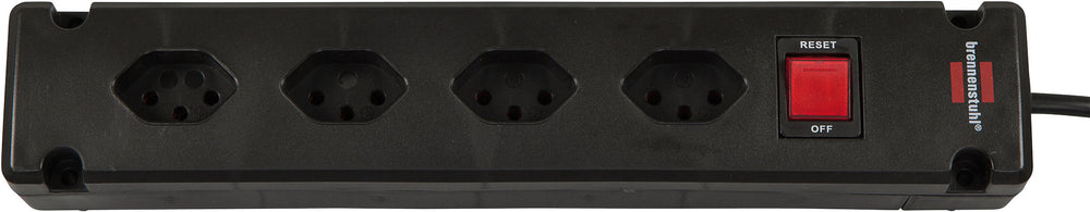 Bremounta Steckdosenleiste 4fach schwarz 3m H05VV-F, 3G1,0 mit Schalter *CH* - Produktbild