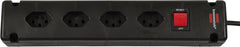 Bremounta Steckdosenleiste 4fach schwarz 3m H05VV-F, 3G1,0 mit Schalter *CH* - Produktbild