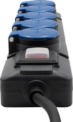 Super-Solid Steckdosenverteiler 5x T13 Steckdosen, T13 Stecker, 5m H07RN-F 3G1,5 anthrazit/blau, IP55 - Produktansicht