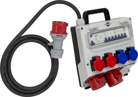 Wandstromverteiler 32A, 1x CEE 400V/32A, 1x CEE 400V/16A, 2x Typ T23 (IP55), 2x Typ T25 (IP55) *CH* - Produktbild