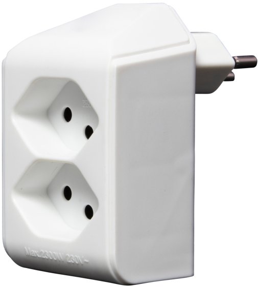 cleverLINE Abzweigstecker 2-fach weiss, drehbar bis 300° ohne Aufhänger *CH* - Produktbild