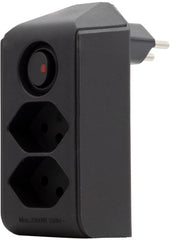 cleverLINE Abzweigstecker 2-fach schwarz mit Schalter, drehbar bis 300° ohne Aufhänger *CH* - Produktbild