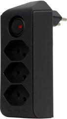 cleverLINE Abzweigstecker 3-fach schwarz mit Schalter, drehbar bis 300° ohne Aufhänger *CH* - Produktbild