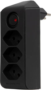 cleverLINE Abzweigstecker 3-fach schwarz mit Schalter, drehbar bis 300° ohne Aufhänger *CH* - Produktbild