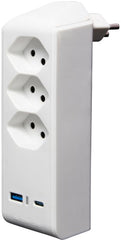cleverLINE Abzweigstecker 3-fach weiss mit USB Typ-A und USB Typ-C drehbar bis 300° ohne Aufhänger *CH* - Produktbild