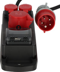 CEE/5 Adapter BSV P LS 400V/32A auf 400V/16A, 1x CEE 16A + 2x T25, CEE 32A Stecker, 1m H07RN-F 5G2,5 schwarz *CH* - Produktansicht