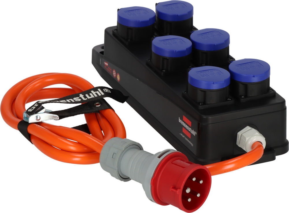 Portabler Stromverteiler BSV P CEE/5, 6x T23 (IP55), 2m N07V3V3 5G2,5 orange - Produktbild