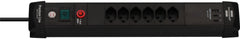Premium-Line Steckdosenleiste 6-fach (Typ T13) mit 2x USB C PD 65W und USB A 18W schwarz, 3m H05VV-F3G1,5 - Produktbild