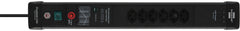 Premium-Line 60.000A Überspannungsschutz-Steckdosenleiste 6-fach (Typ T13) mit 2x USB C PD 65W und 1x USB A 18W schwarz, 3m H05VV-F 3G1,5 - Produktansicht
