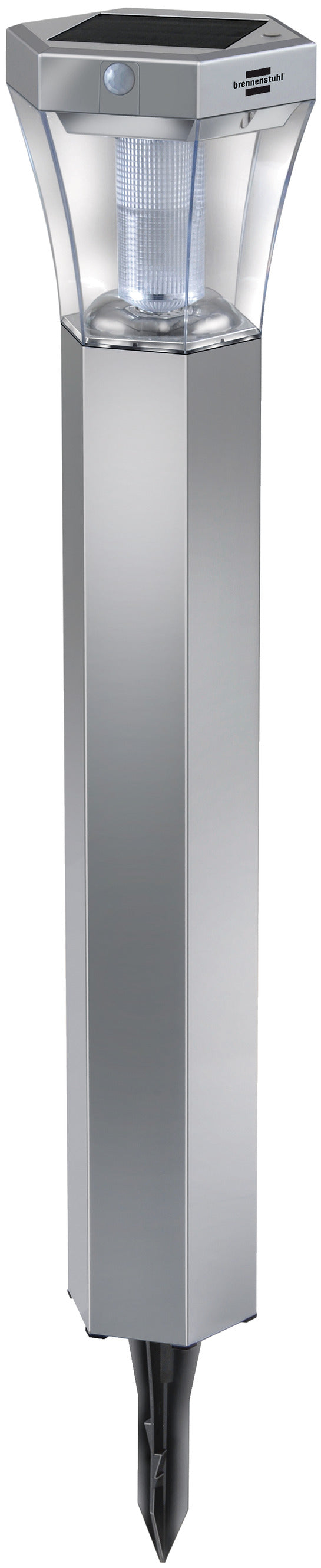 Solar LED-Fußwegleuchte SOL FL 13007 IP44 mit Infrarot-Bewegungsmelder und Dämmerungssensor 13xLED 91lm Farbe Alu/Silber - Produktbild