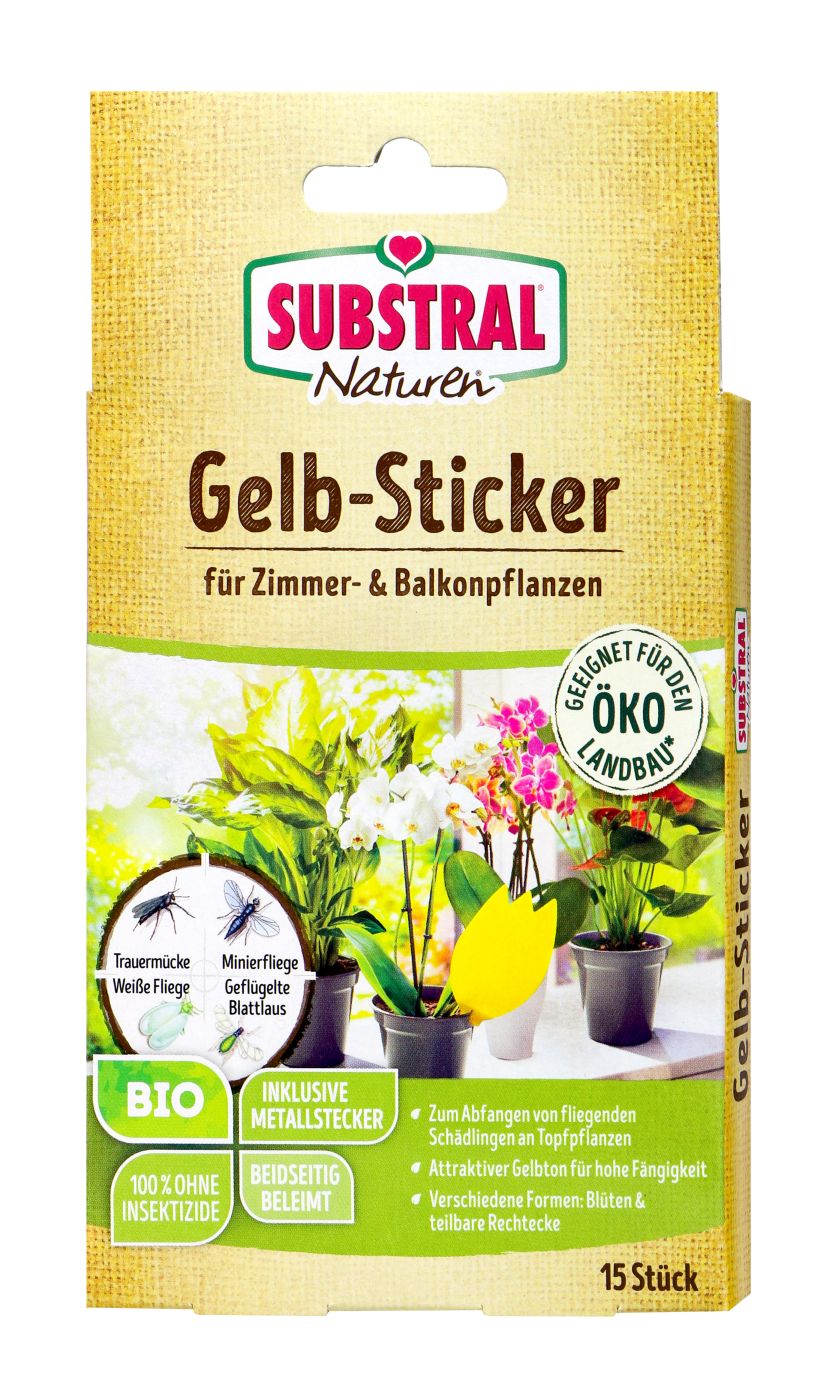 Substral Naturen Bio Gelb-Sticker Zimmer- und Balkonpflanzen, 15 er