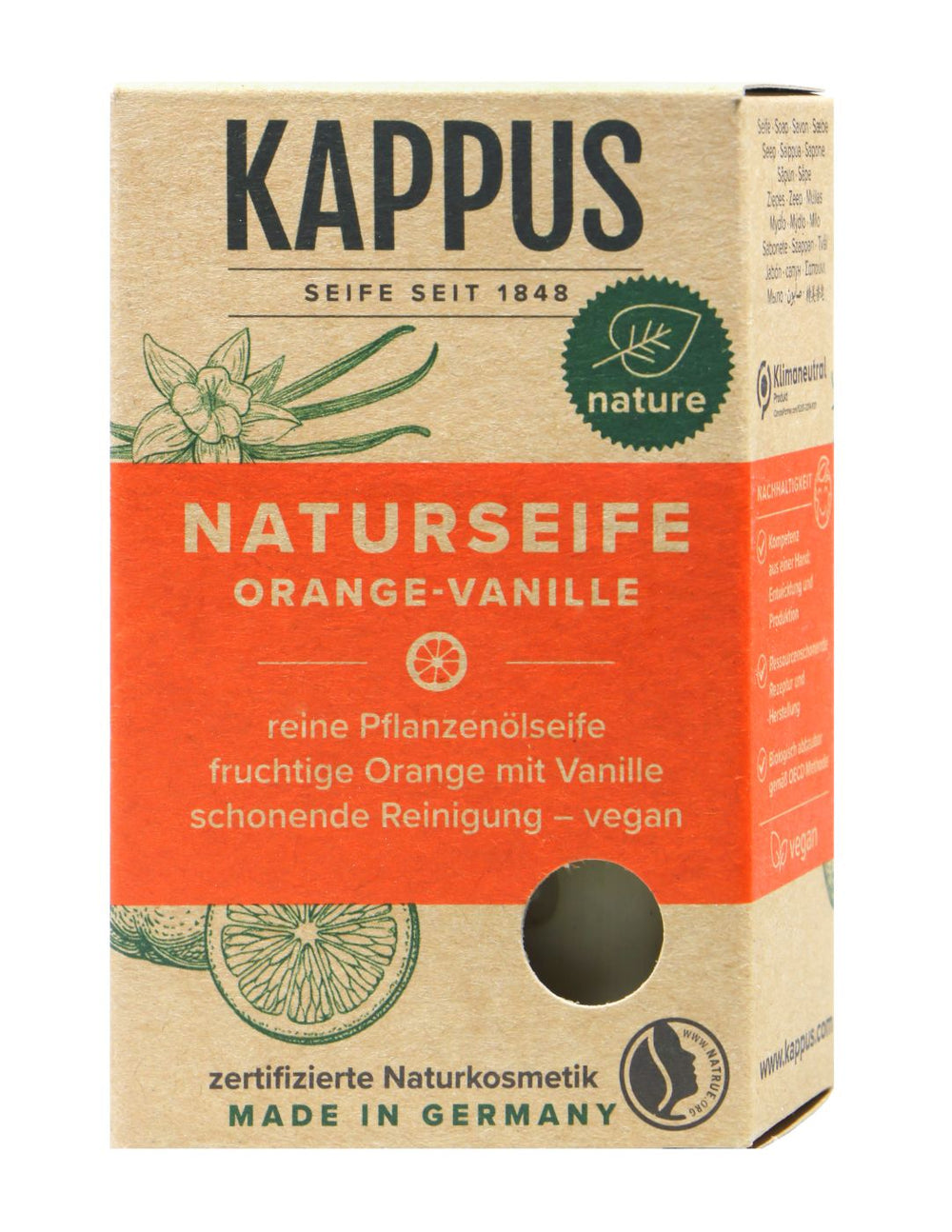 Kappus Naturseife Orange Vanille, 100 g