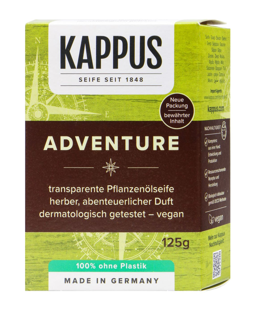 Kappus Seife Adventure Pflanzenöl herber abenteuerlich.Duft, 125 g