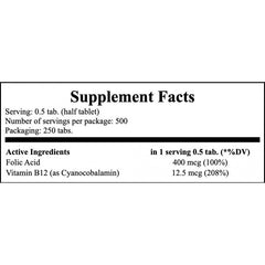 Folic Acid 800mcg - 250tabs. (Witamina B9)