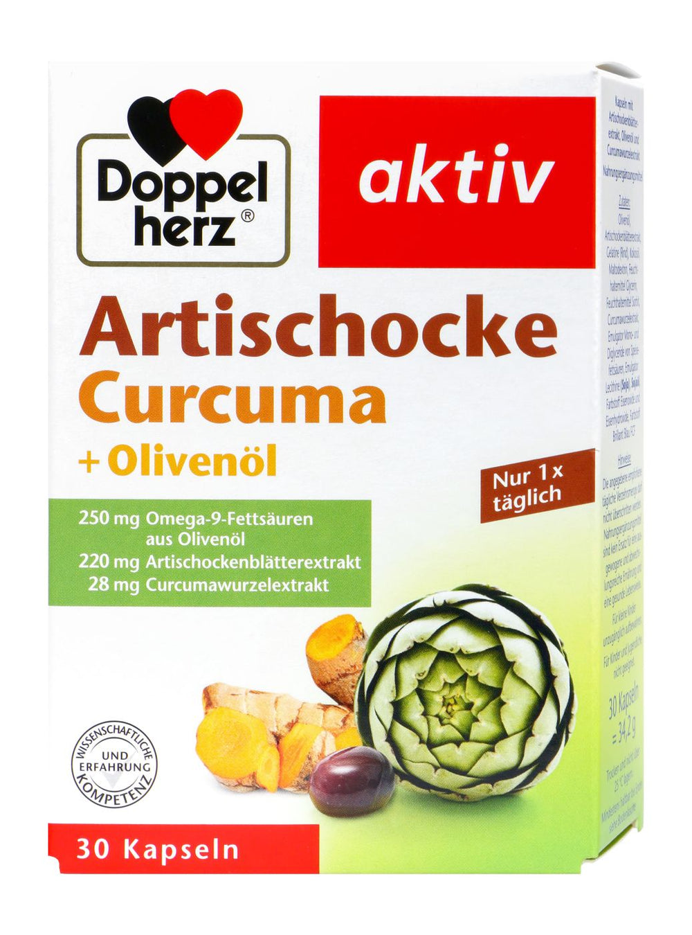 Doppelherz Artischocke + Olivenöl + Curcuma, 30 er