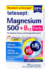 Tetesept Magnesium 500 + B12 300 myg. Tabletten, 30 er