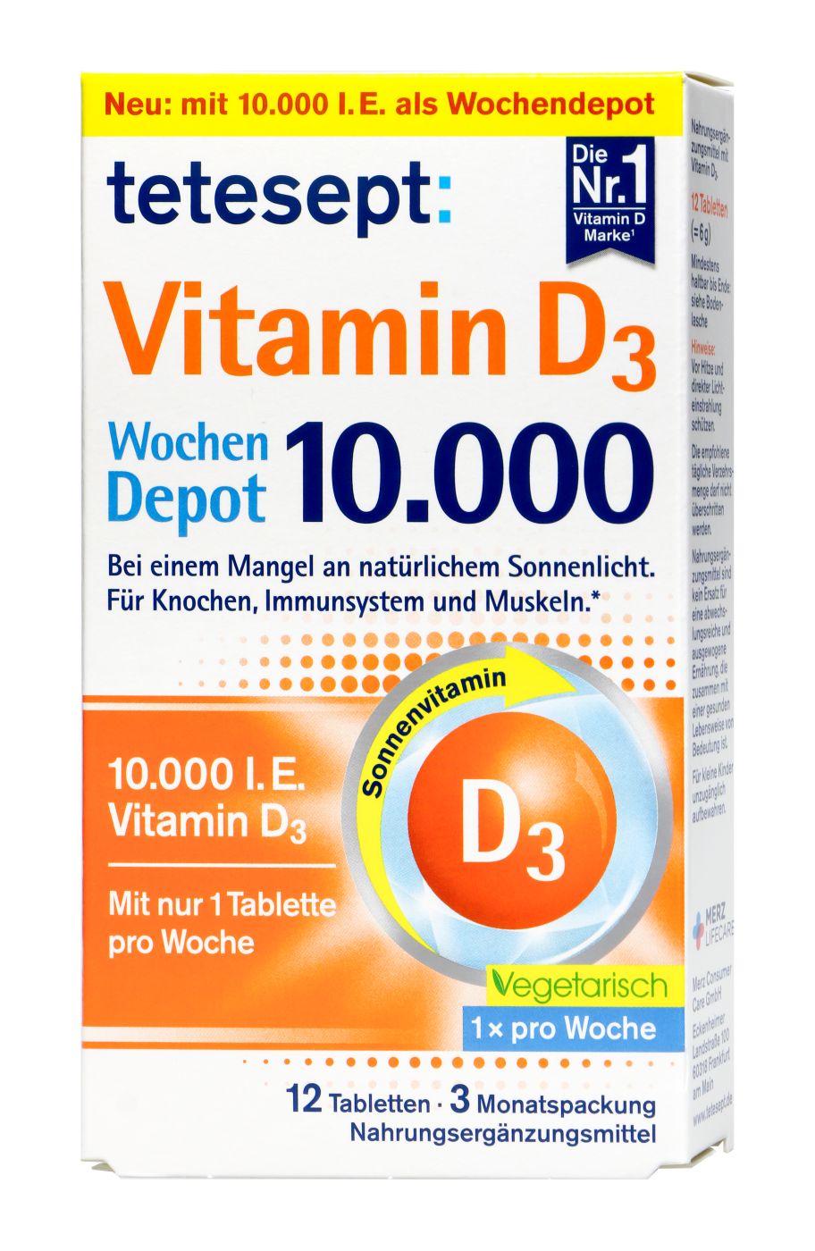 Tetesept Vitamin D3 10000 Wochendepot Filmtabletten, 12 er