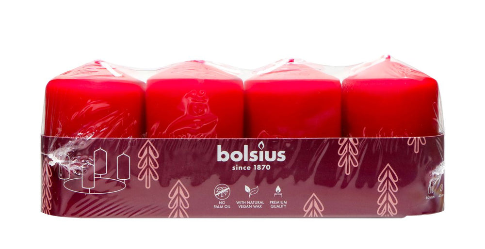 Bols.Stumpenkerze Bordeaux 4 er, 60 x 40 mm