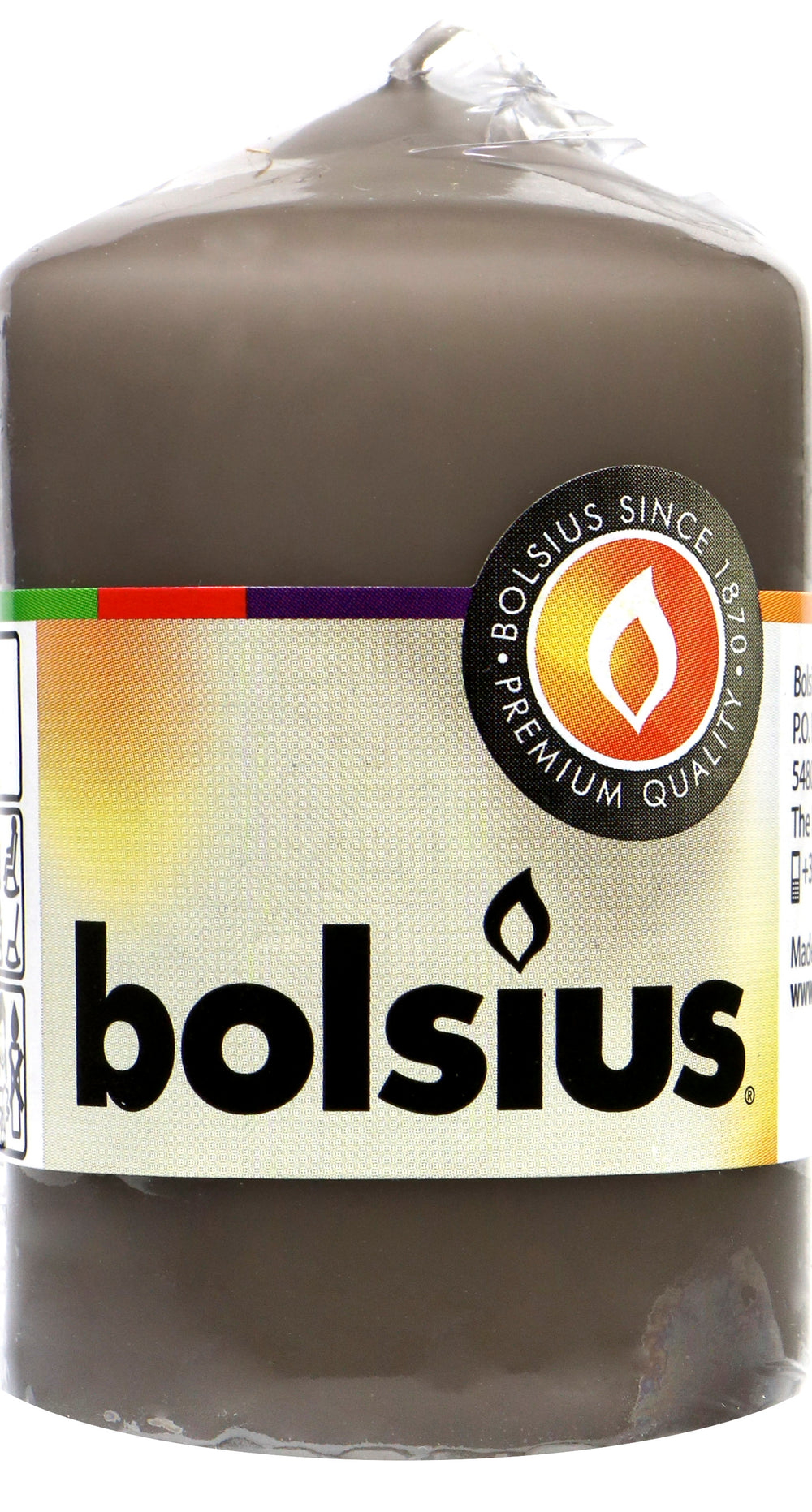 Bolsius Stumpenkerze warmes grau, 80 x 48 mm