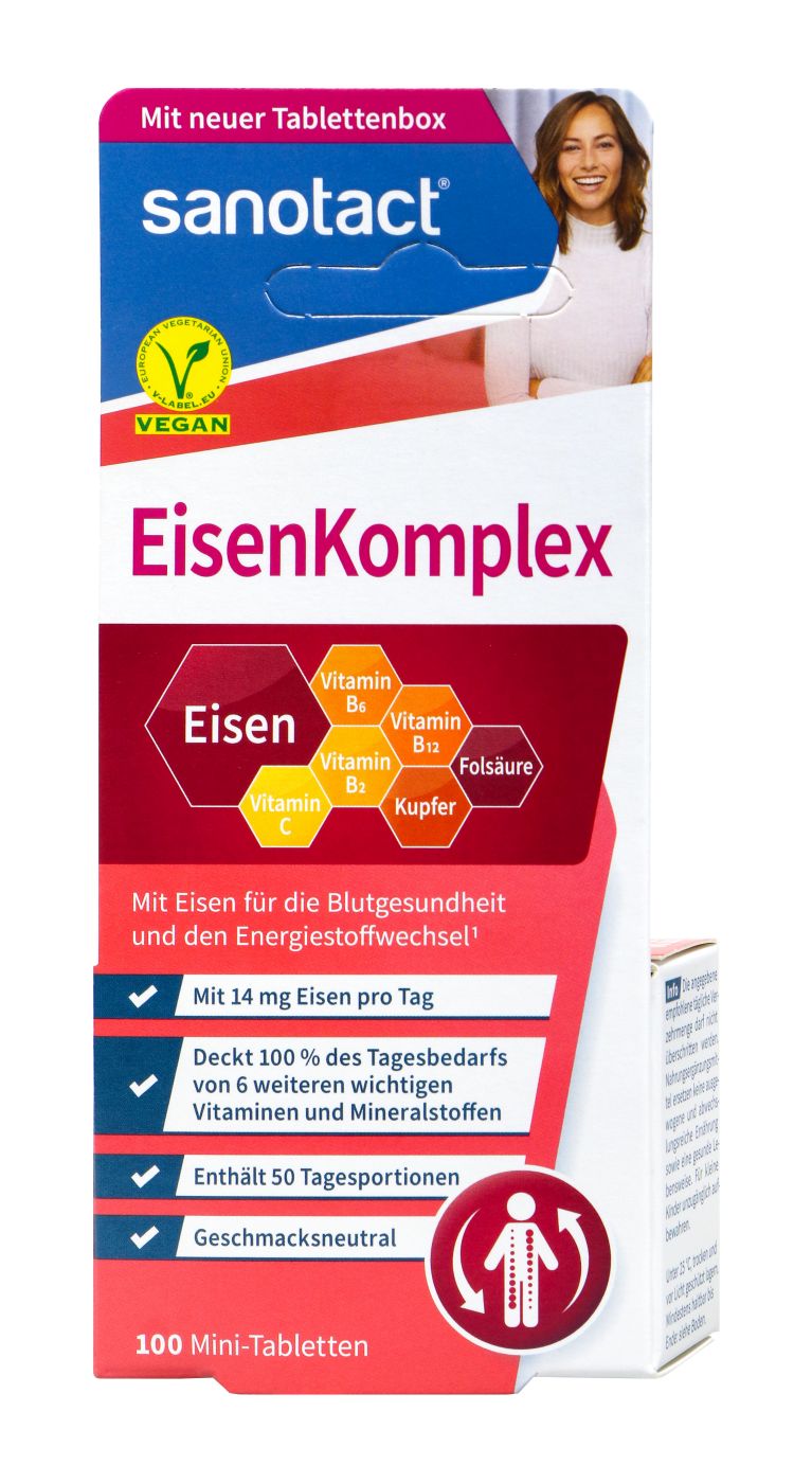 Sanotact Eisen Plus + B2 + B6 + B12 Minitabletten, 100 er