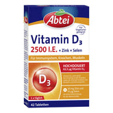 Abtei Vitamin D3 2.500 Intern. Einheiten+Zink+Selen Tablett., 42 er