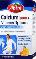 Abtei Calcium 1000 + D3 Osteo Vital, 30 er