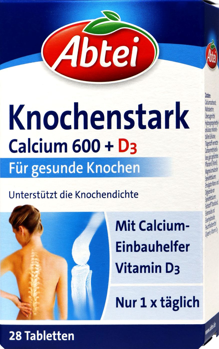 Abtei Knochenstark Calcium 600 + D3, 28 er
