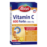 Abtei Vitamin C 600 Forte Plus Zink, Vitamin D3 Tabletten, 42 er