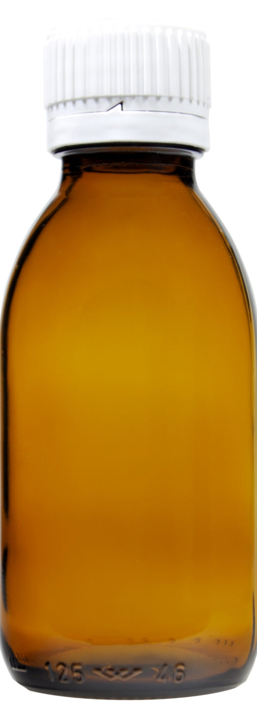 Medizinflasche Braun mit Verschluss, 125 ml