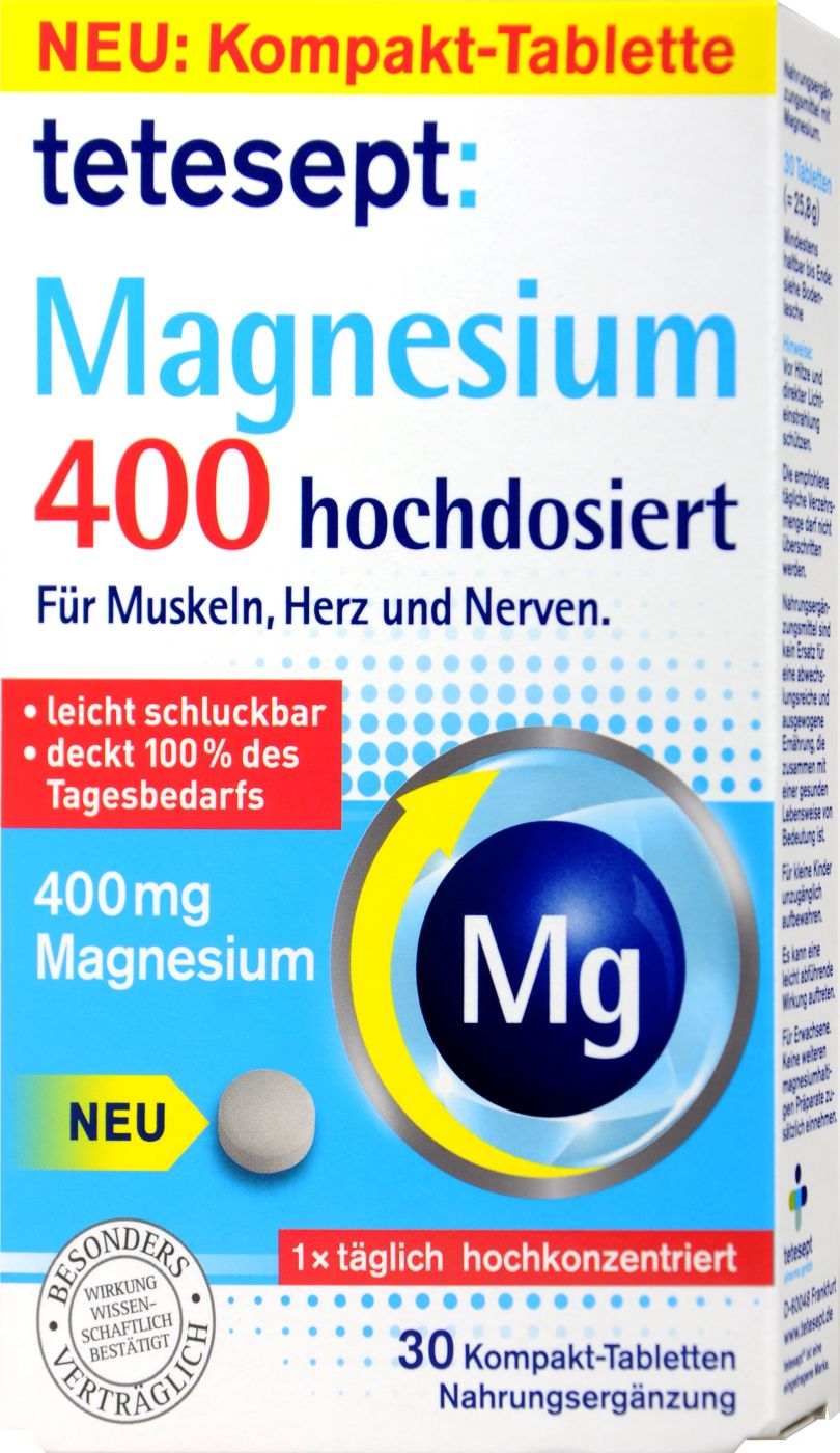 Tetesept Magnesium 400 Hochdosiert, 30 er