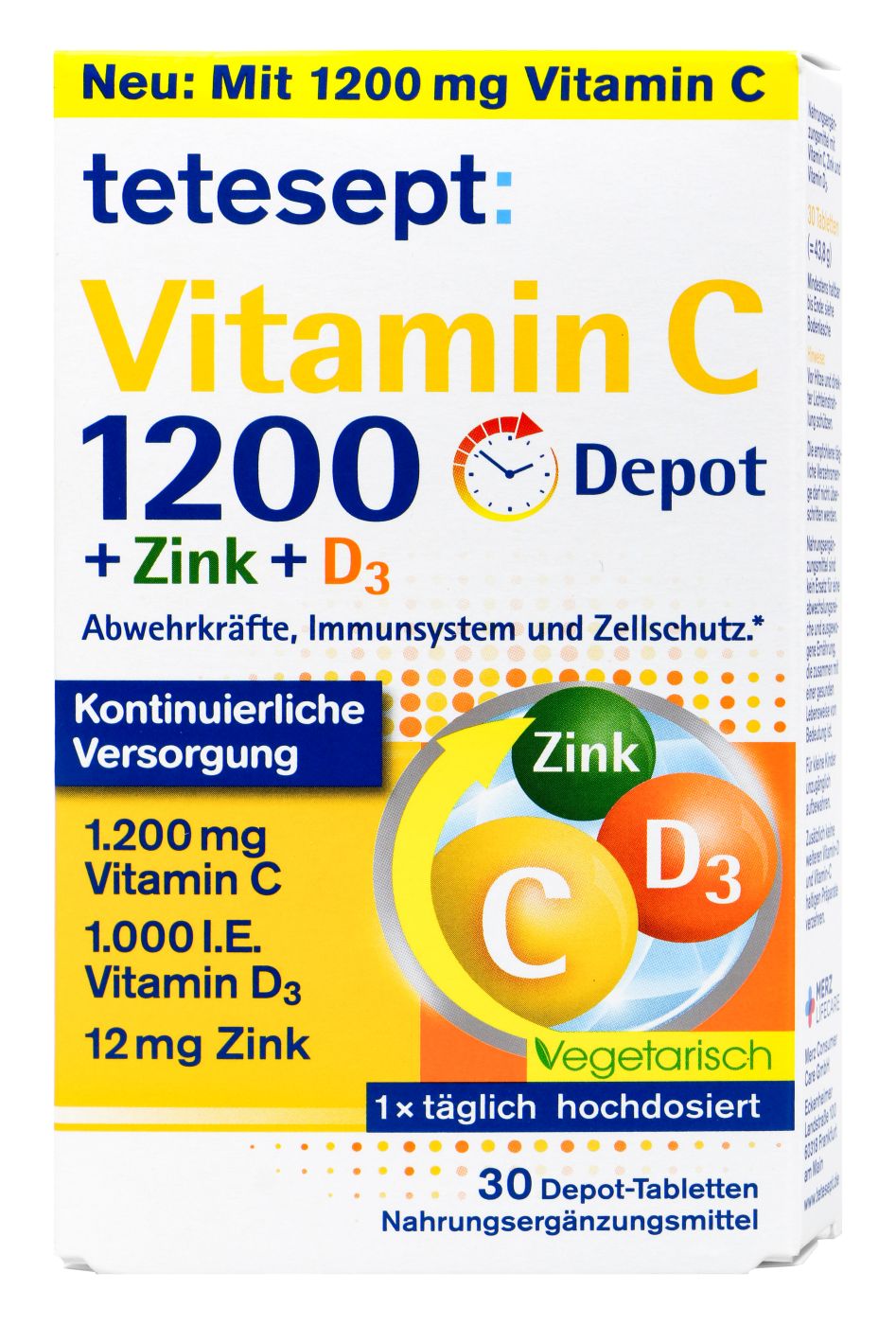 Tetesept Vitamin C 1200 + Zink + D3, 30 er