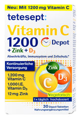 Tetesept Vitamin C 1200 + Zink + D3, 30 er