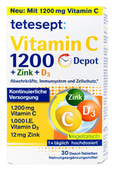 Tetesept Vitamin C 1200 + Zink + D3, 30 er