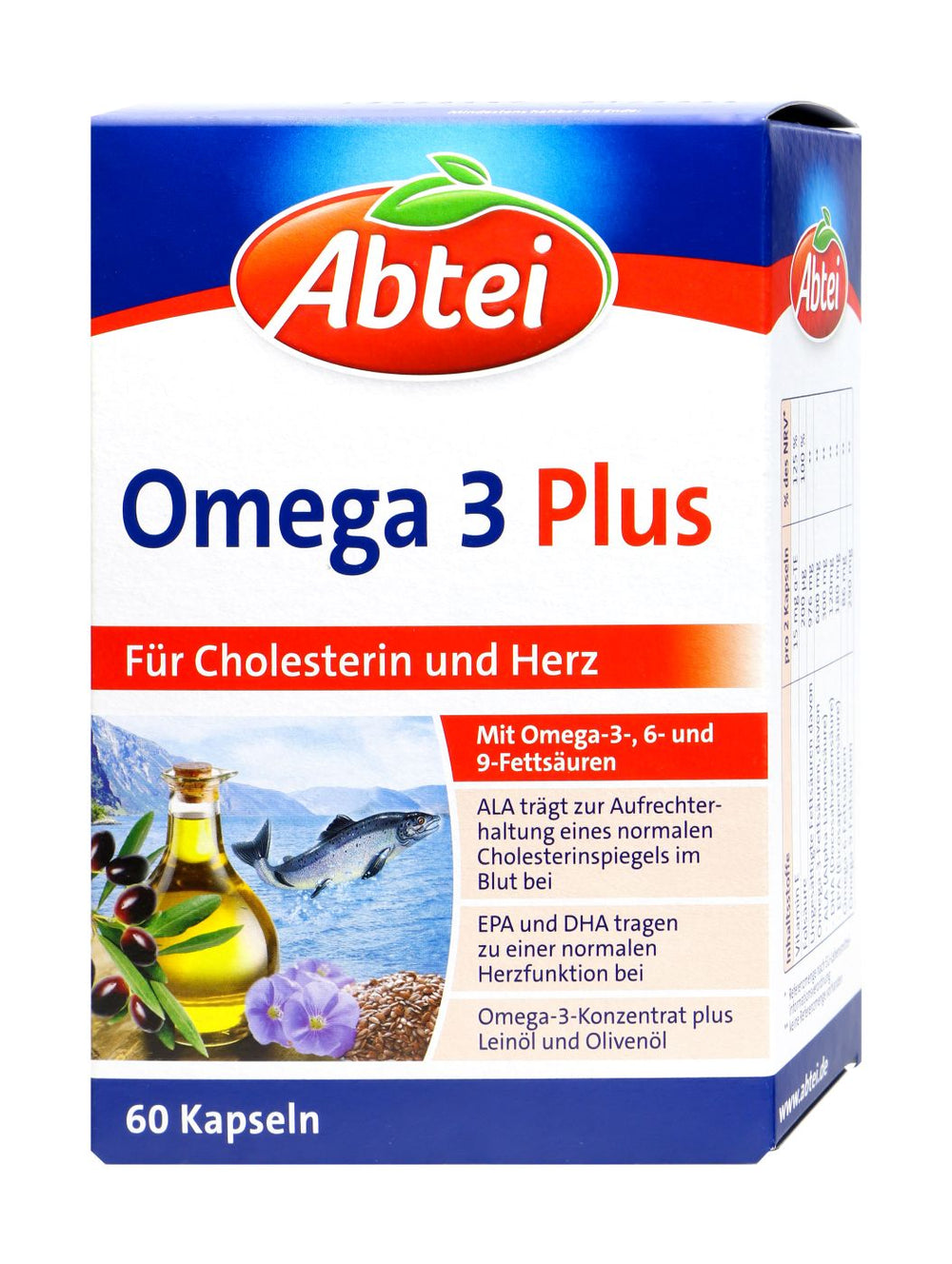 Abtei Omega 3 Plus mit Omega 6-9 Fettsäuren, 60 er