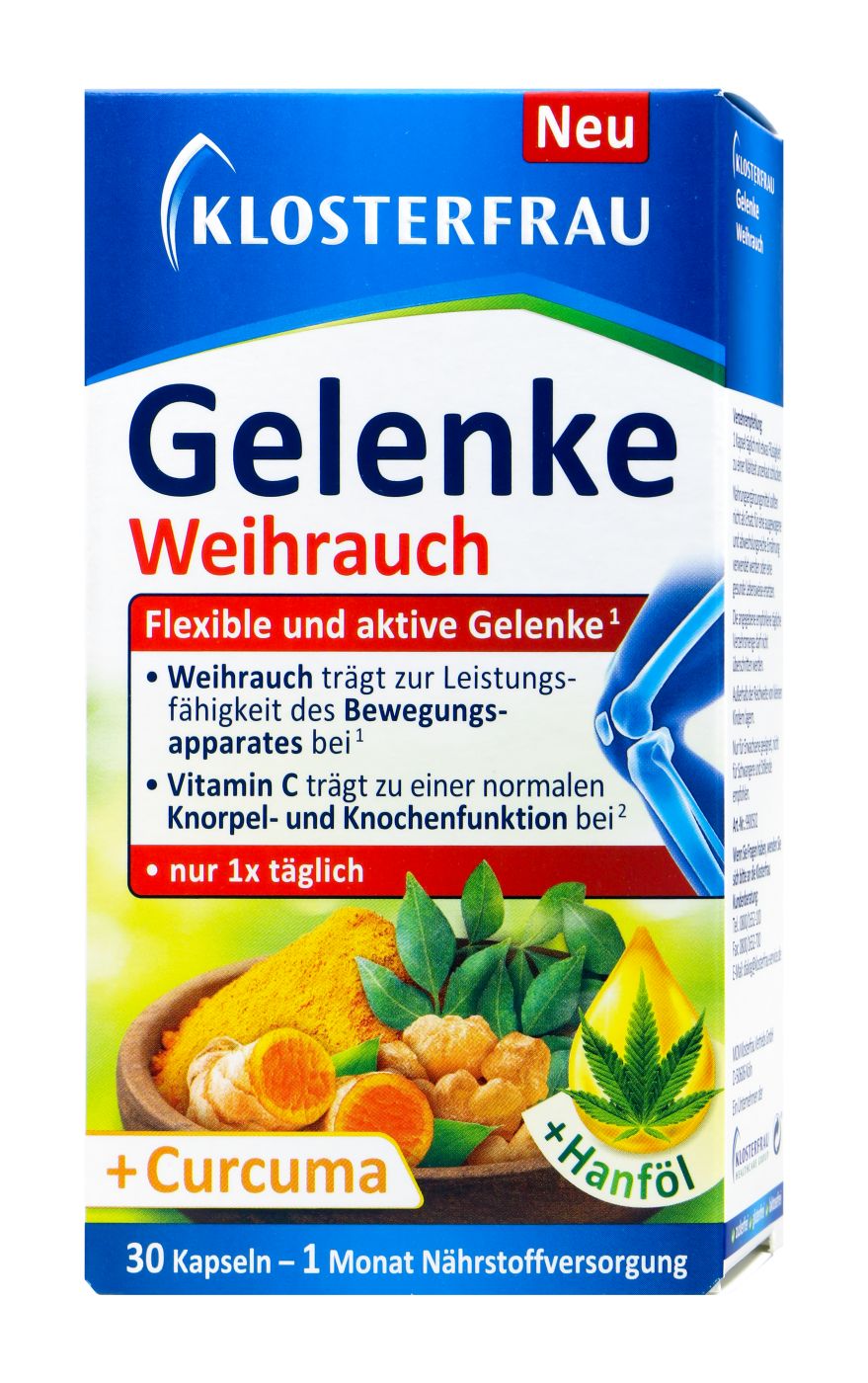 Klosterfrau Gelenke Weihrauch + Curcuma + Hanföl, 30 er