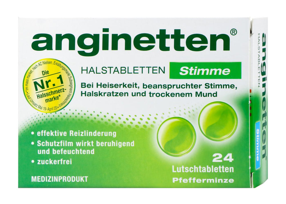 Anginetten Halstabletten Stimme Pfefferminze Zuckerfrei, 24 er