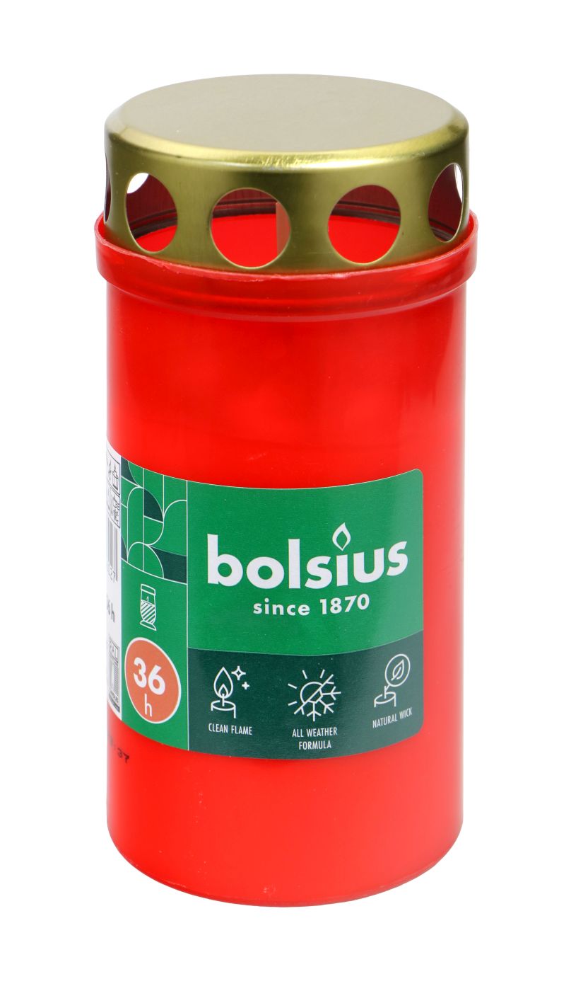 Grablicht Brenner mit Deckel Rot, 36 Stunden