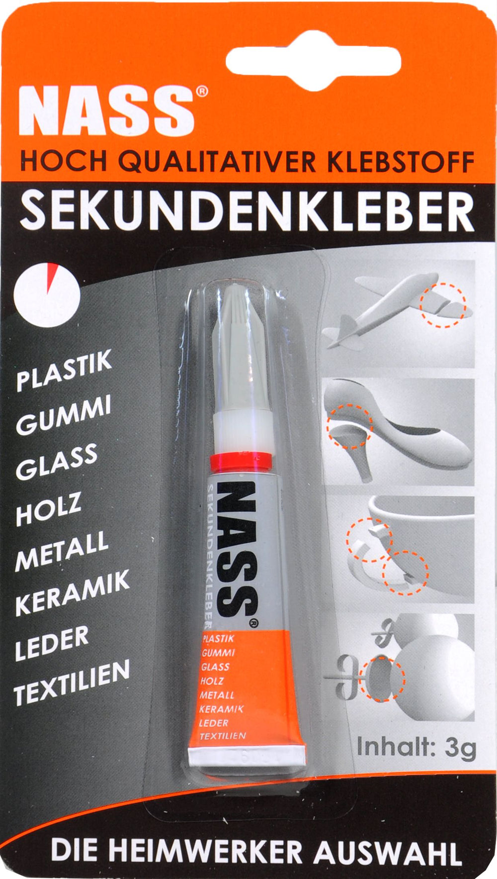 Nass Sekundenkleber, 3 g