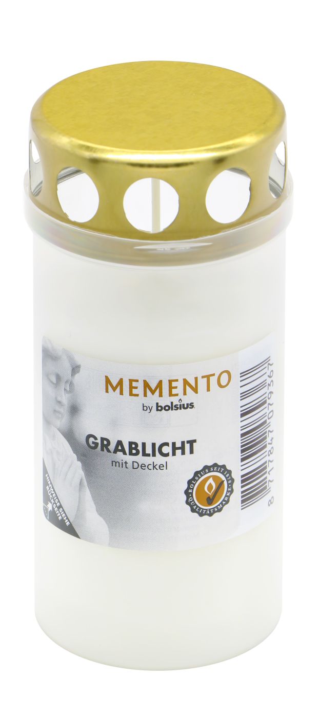 Grablicht Brenner mit Deckel Weiß, 3 Tage