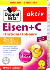 Doppelherz Eisen + C + Histidin + Folsäure, 30 er